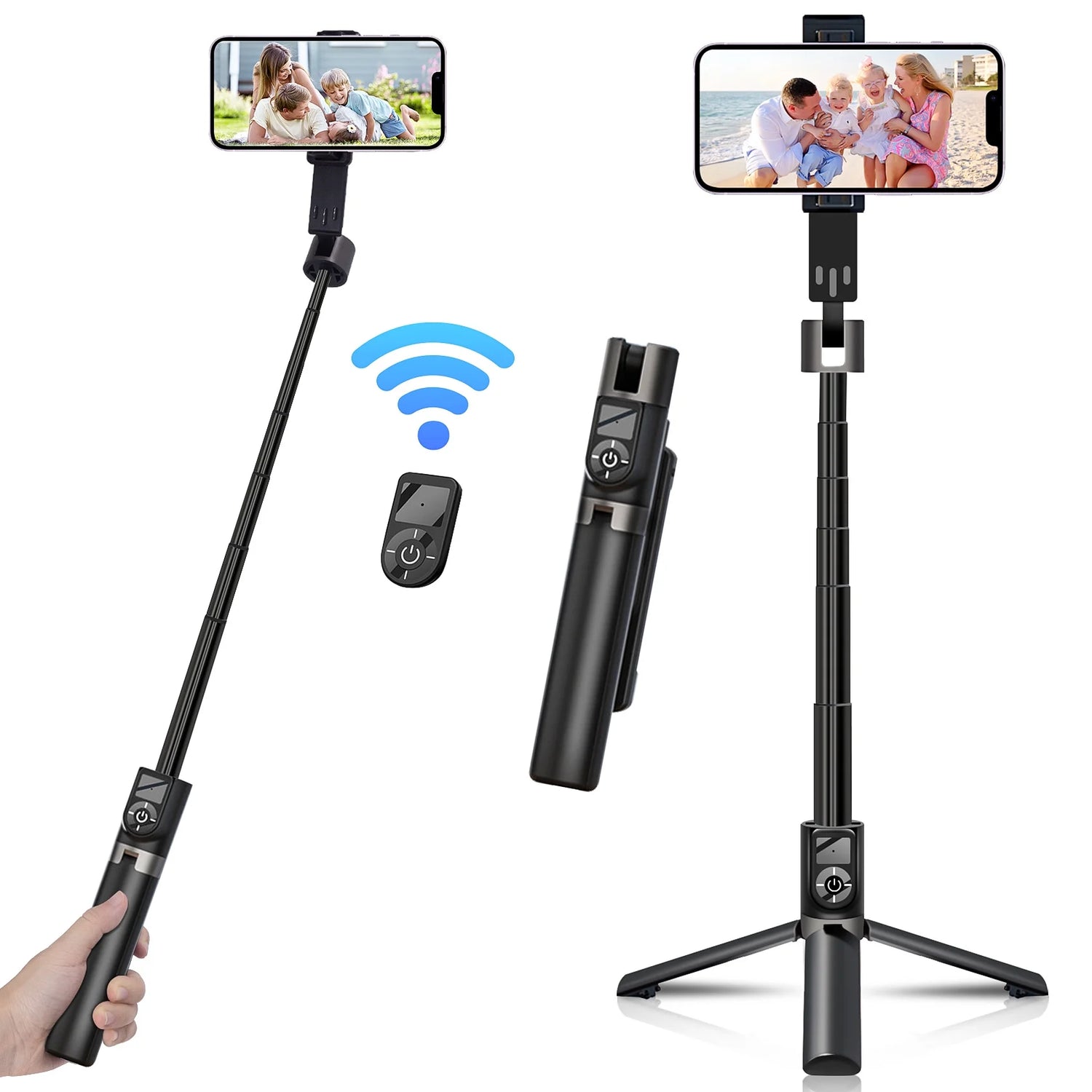 Selfie Stick Tripod with Remote, 40" Extendable Aluminum Pocket Tripod for Cell Phone 4-7" Lightweight Travel Phone Stand