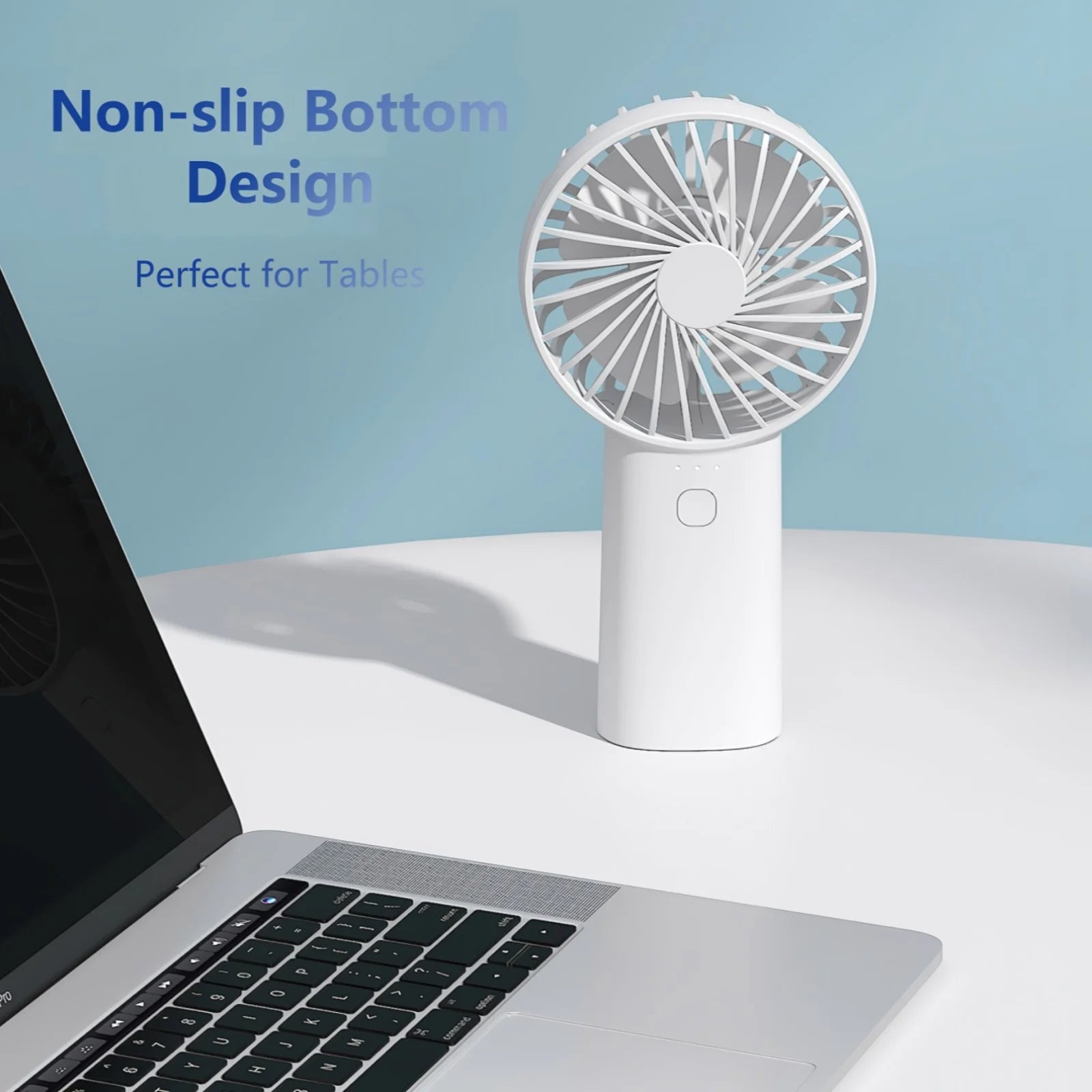 4000Mah Handheld Fan Mini Portrable Fan Battery Operated with 3 Speed, USB Rechargeable, White