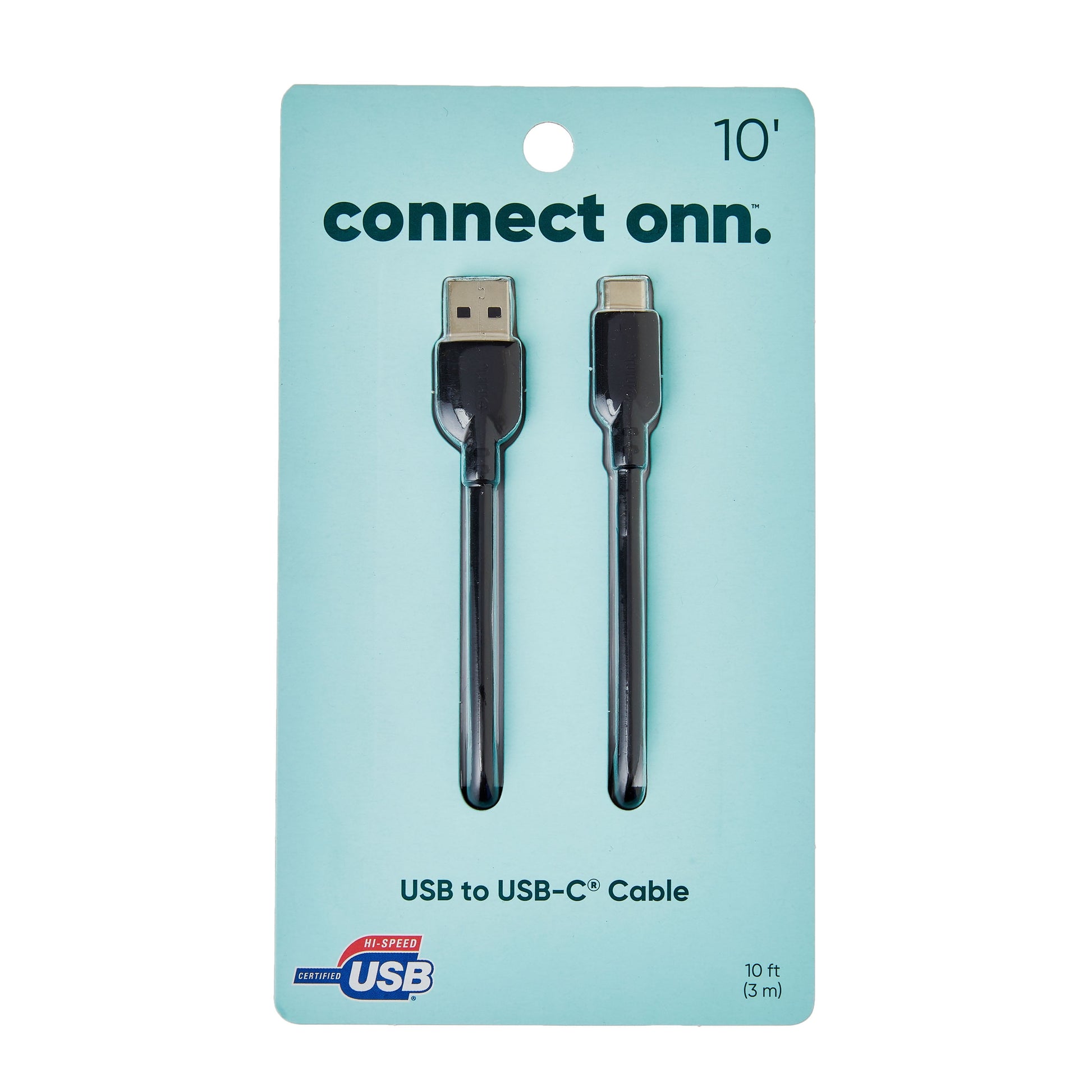 . 10Ft USB to USB-C Cable, Black, Compatible with USB-C Devices