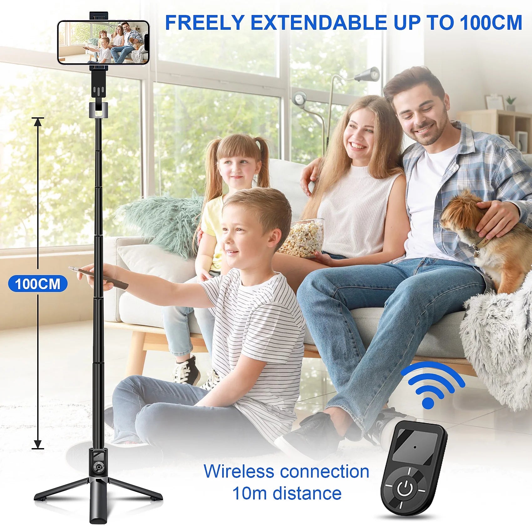 Selfie Stick Tripod with Remote, 40" Extendable Aluminum Pocket Tripod for Cell Phone 4-7" Lightweight Travel Phone Stand