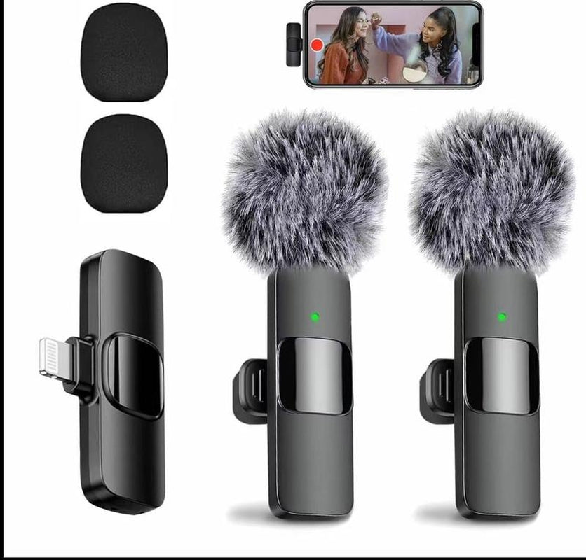 Wireless Microphone for Iphone Ipad - Dual Professional Lavalier Microphone, Plug-Play, Sold Well in Store Two Microphones-Lphone