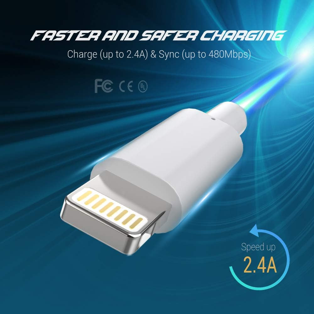 Lightning Cable Mfi Certified, Iphone Charger 3 Pack 3FT Lightning to USB Cable Cord, 2.4Afast Charging Wire Compatible with Iphone 14 13 12 11 Pro Max Mini SE XS MAX XR X 8 7 6 Plus, White