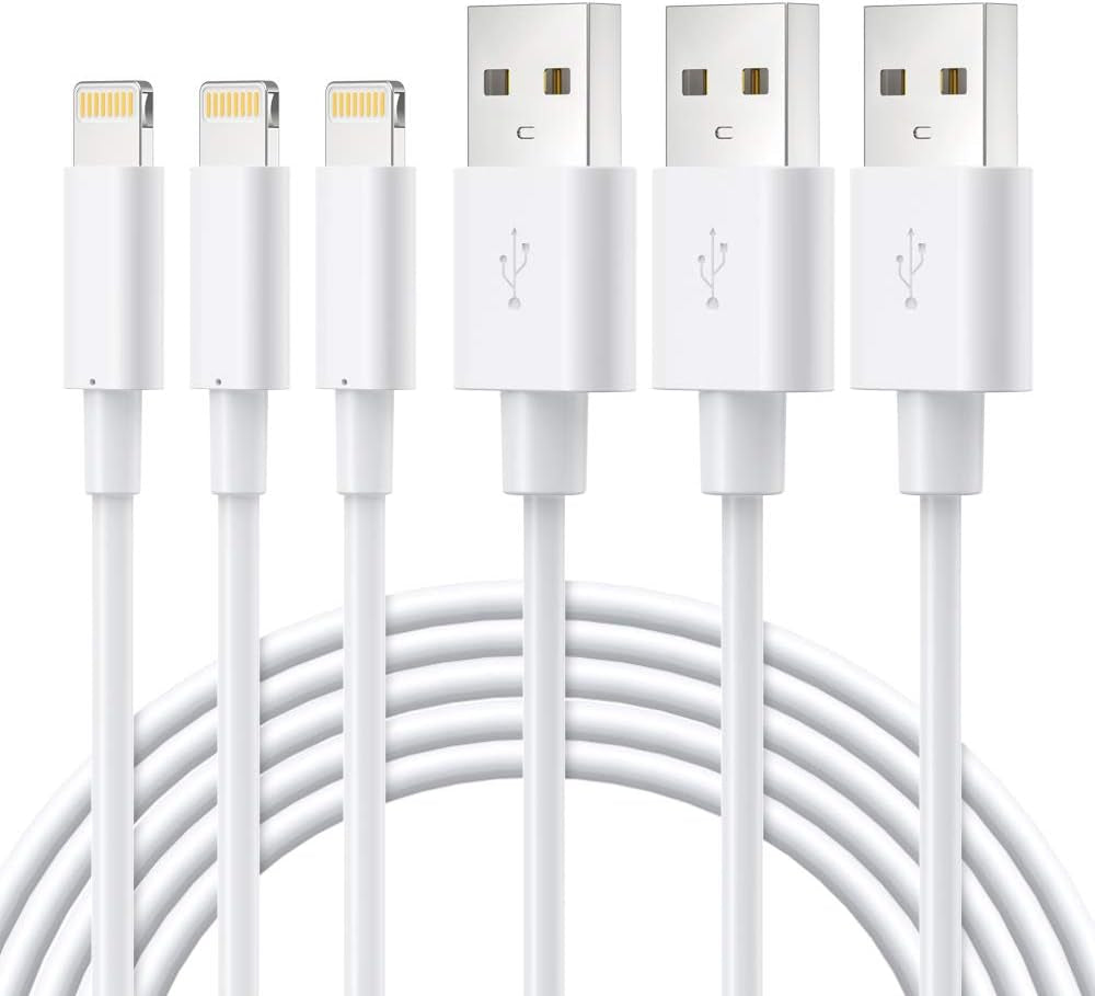 Lightning Cable Mfi Certified, Iphone Charger 3 Pack 3FT Lightning to USB Cable Cord, 2.4Afast Charging Wire Compatible with Iphone 14 13 12 11 Pro Max Mini SE XS MAX XR X 8 7 6 Plus, White