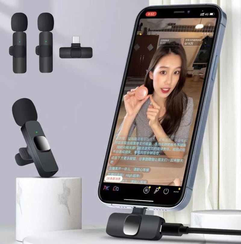 Wireless Microphone for Iphone Ipad - Dual Professional Lavalier Microphone, Plug-Play, Sold Well in Store Two Microphones-Lphone
