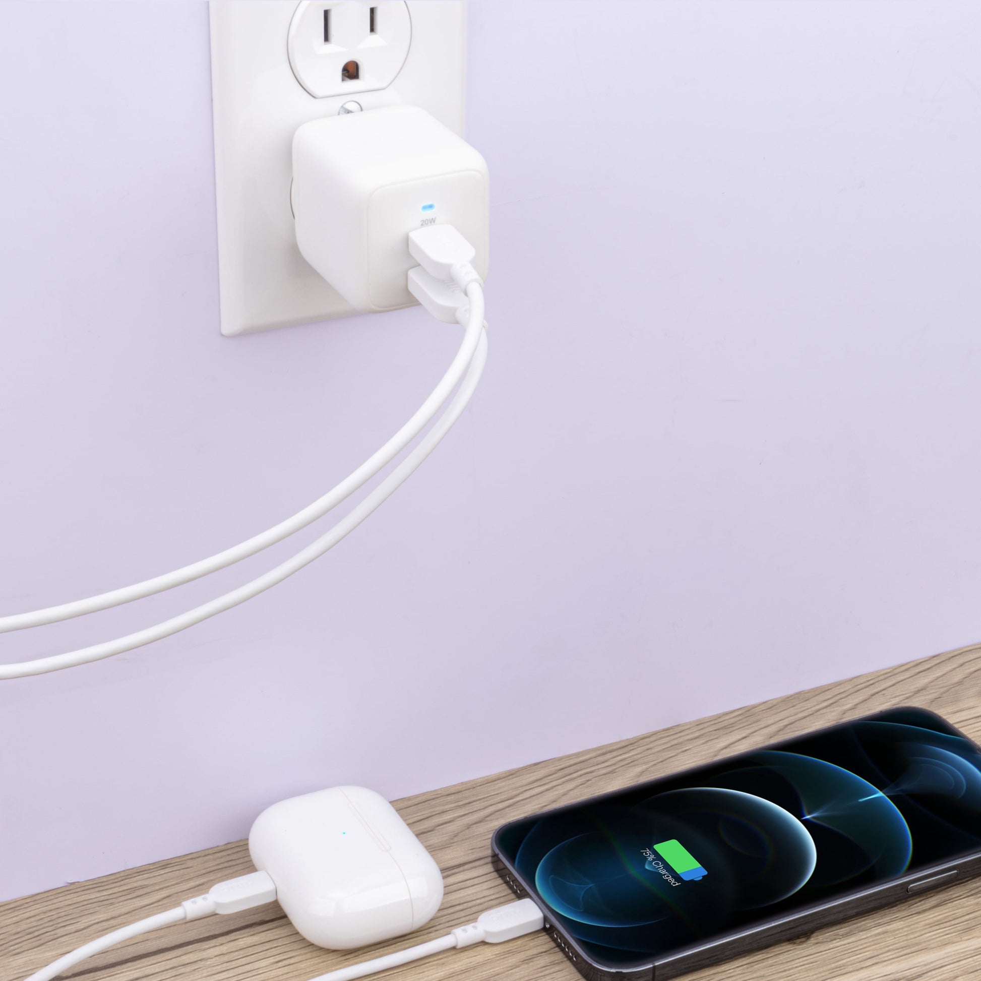 . 40W USB-C Dual Port Wall Charger with Power Delivery