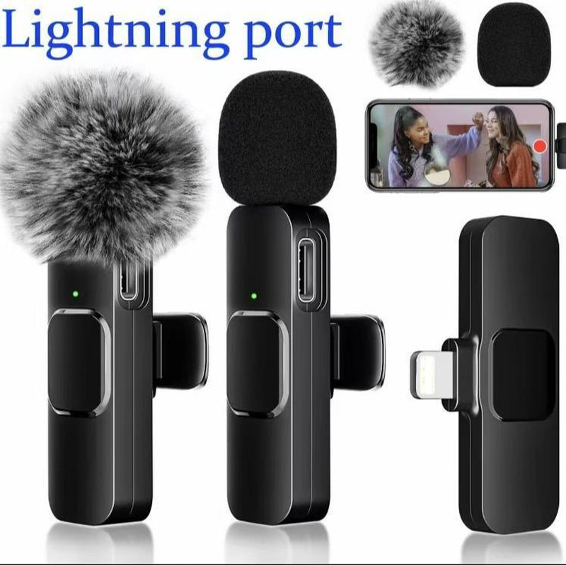 Wireless Microphone for Iphone Ipad - Dual Professional Lavalier Microphone, Plug-Play, Sold Well in Store Two Microphones-Lphone