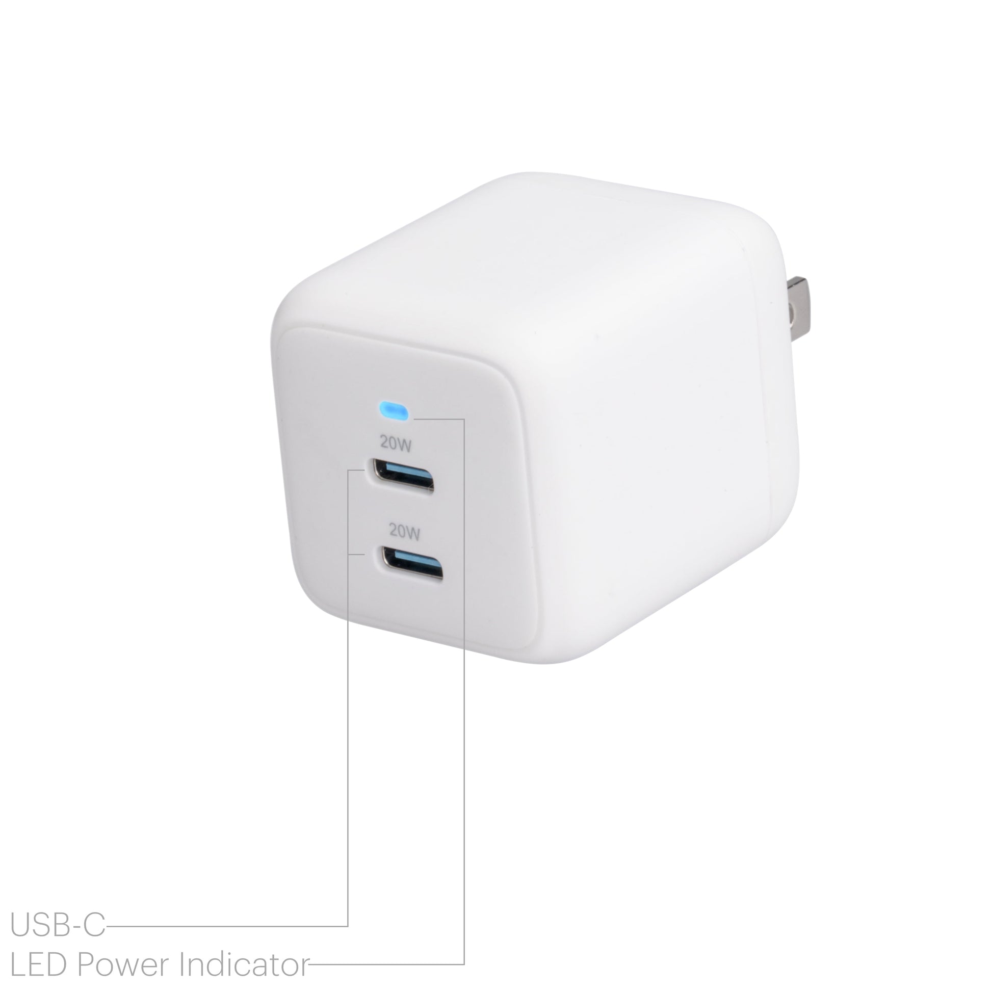 . 40W USB-C Dual Port Wall Charger with Power Delivery